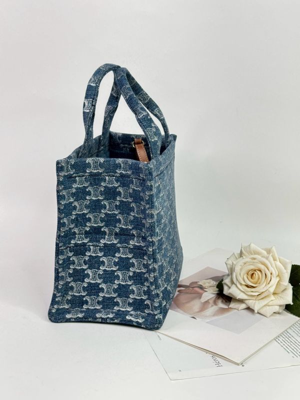 【95成新】CELINE 條紋織物小型Cabas Thais托特包 