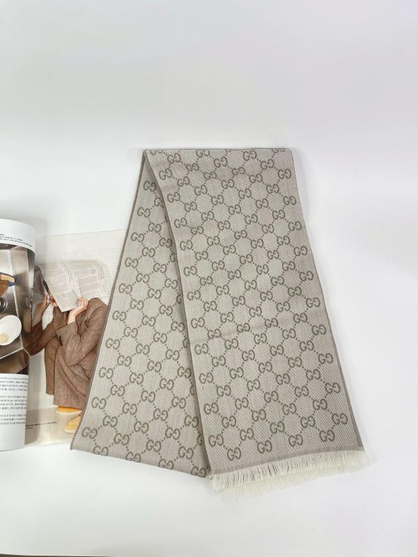 【95成新】GUCCI 經典雙G緹花純羊毛圍巾 