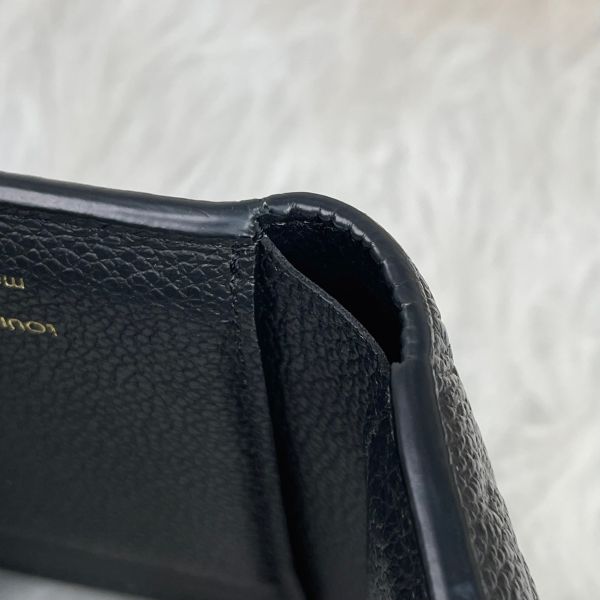 【95成新】【12期0利率】LV 黑色皮革壓紋三折短夾黑色 