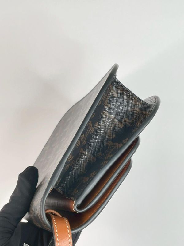 【99成新】CELINE DUO標誌印花及牛皮飾邊WOC 