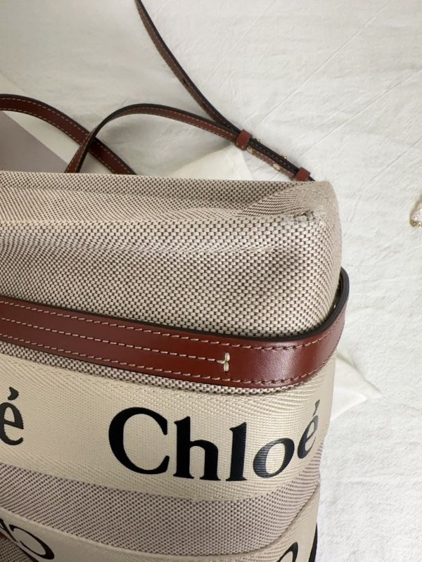 【12期0利率】Chloé 背帶款小號 Woody Tote Bag 焦糖色【85成新】 