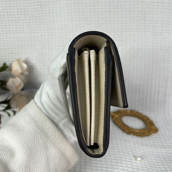 【全新閒置品】【12期0利率】gucci 皮革拼接翻蓋長夾 白皮革拼老花 