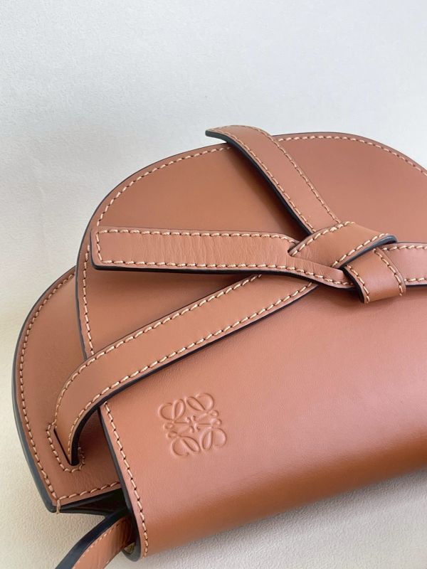 【分期0利率】LOEWE MINI GATE 雙層包 焦糖【95成新】 
