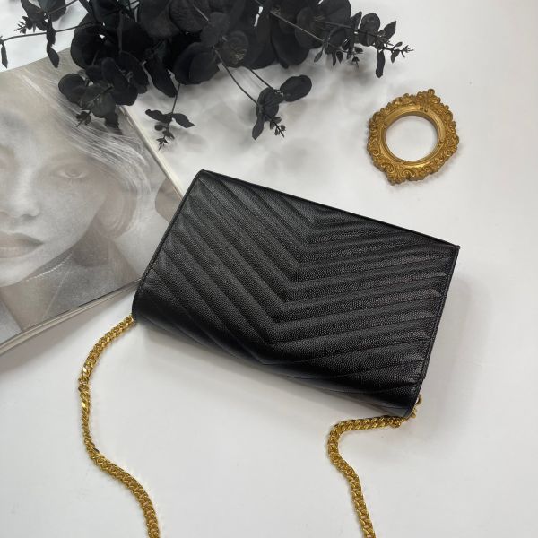 【12期0利率】YSL WOC 魚子醬鍊包 金扣22.5CM【全新閒置】 