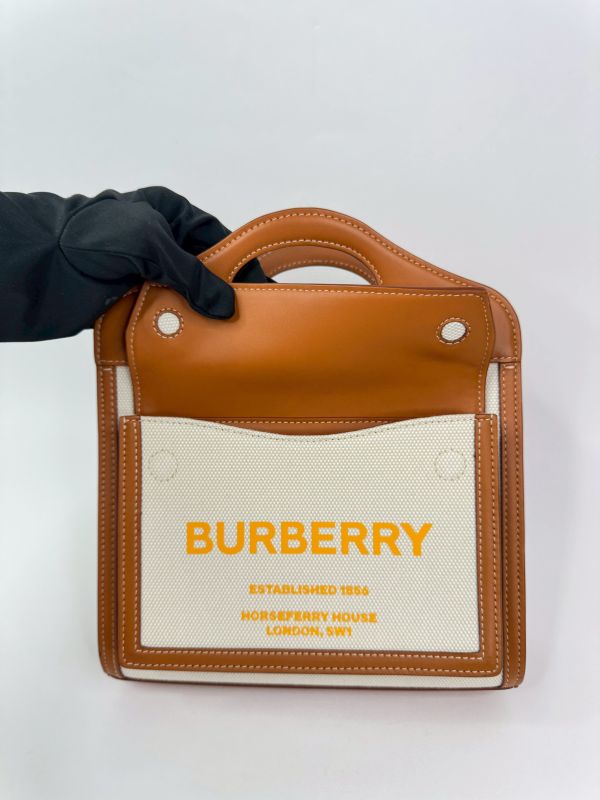 【分期0利率】BURBERRY 帆布拼皮革口袋包【99成新】 