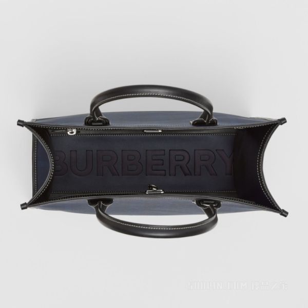 【12期0利率】【全新品】【現金價】BURBERRY 大號格紋拚皮革托特包 可肩背手提兩用 