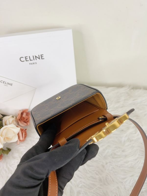 【分期0利率】CELINE 凱旋門帆布及小牛皮迷你翻蓋包【未使用閒置品】 
