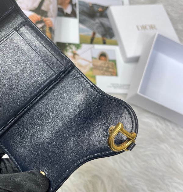 【12期0利率】DIOR SADDLE LOTUS 老花三折短夾【21年1月台灣購證】【9成新】 