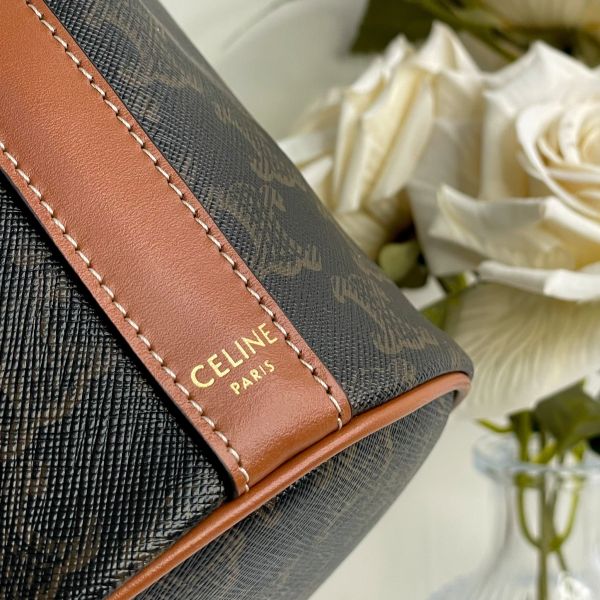 【9.9成】【12期0利率】CELINE TRIOMPHE 帆布小型抽繩水桶 