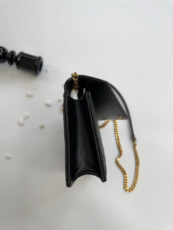 【12期0利率】YSL WOC 魚子醬鍊包黑金 19.5CM【95成新】 