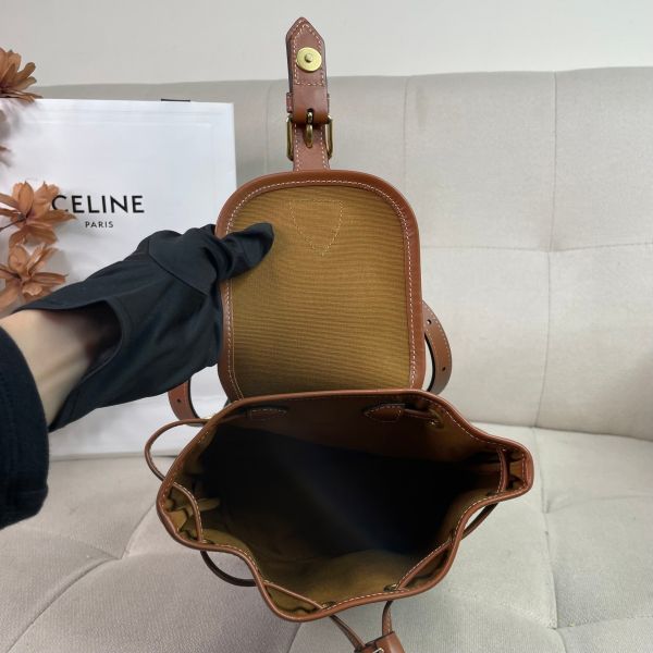 【12期0利率】CELINE TRIOMPHE 帆布及小牛皮迷你型 FOLCO 背包【僅試背】 
