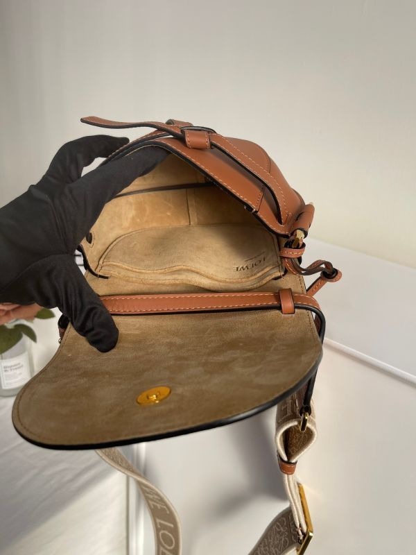 【分期0利率】LOEWE MINI GATE 雙層包 焦糖【92成新】 