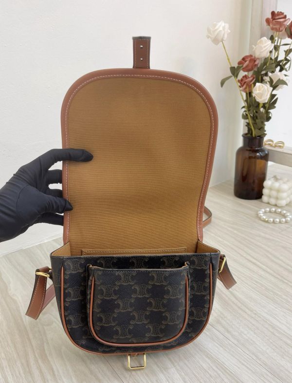 【95成新】CELINE Triomphe帆布中型Folco手袋 