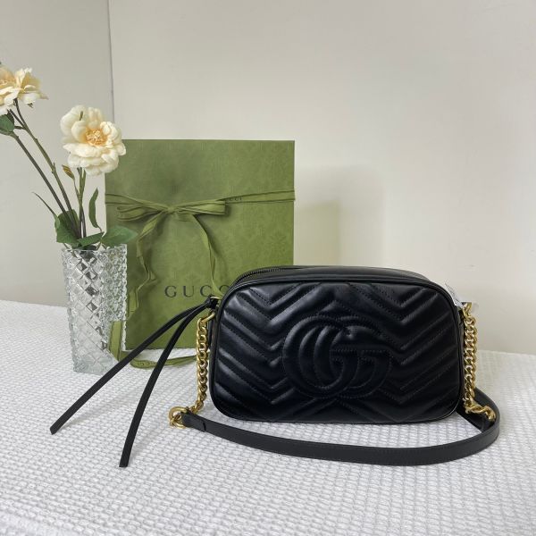 【12期0利率】GUCCI Marmont 相機包黑金【95成新】 