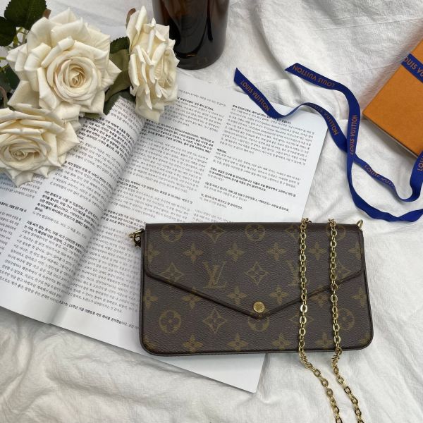 【9成新】【12期0利率】LV  Félicie Pochette 舊款老花三合一 (非絨布內裡) 