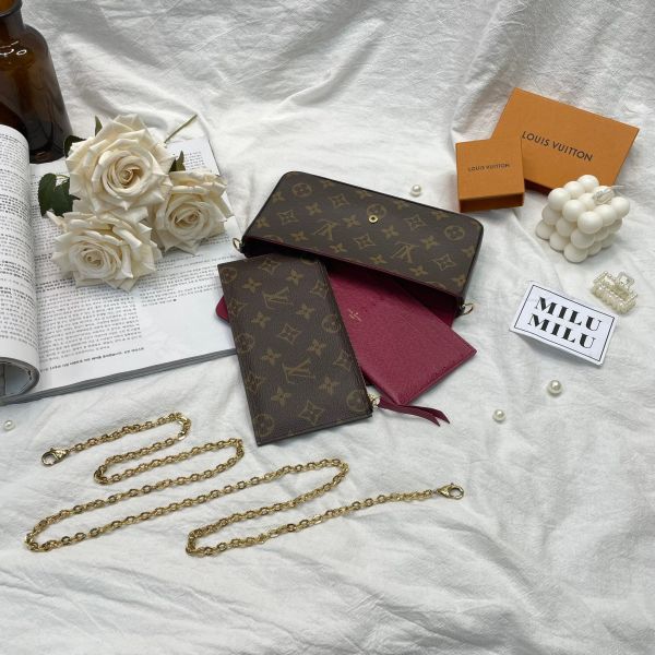 【9成新】【12期0利率】LV  Félicie Pochette 舊款老花三合一 (非絨布內裡) 