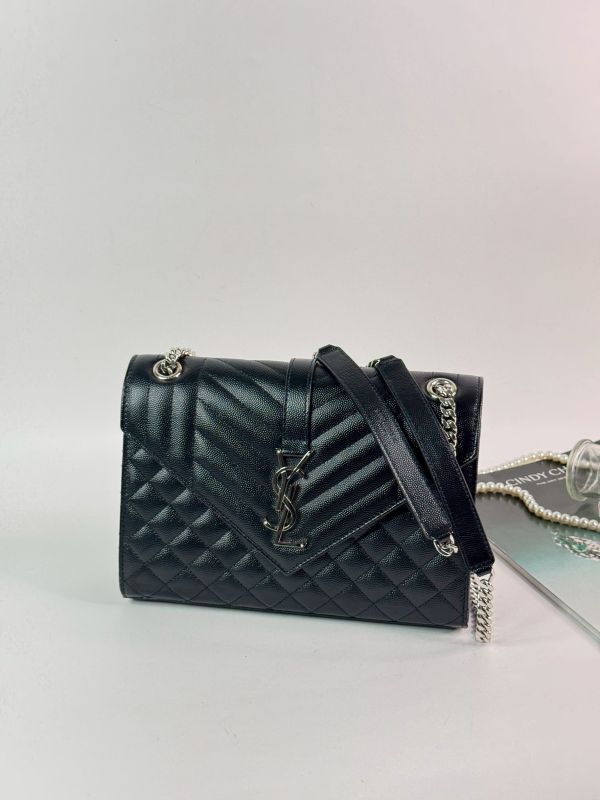 【分期0利率】YSL 粒面绗縫皮革中號信封包【95成新】