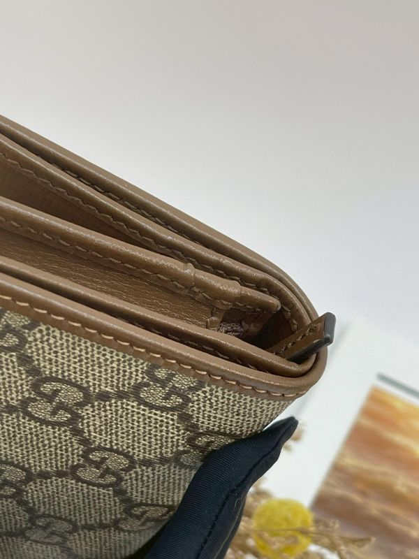 【9成新】GUCCI1955 馬銜扣老花4卡零錢短夾 