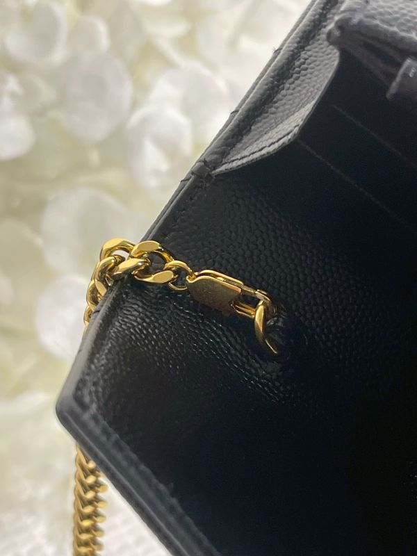 【分期0利率】YSL WOC 魚子醬鍊包黑金 19.5CM【95成新】 
