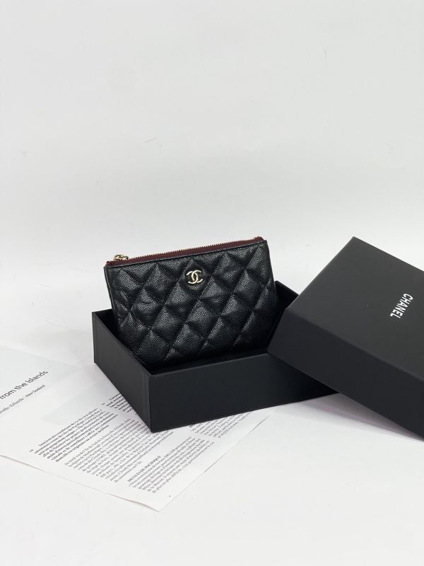 【95成新】Chanel 一字零錢包 淡金扣 