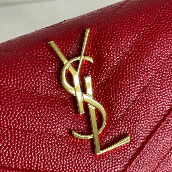 【12期0利率】YSL 粒面壓紋小型信封錢包【全新閒置】 