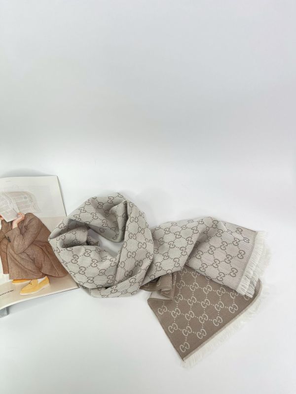【95成新】GUCCI 經典雙G緹花純羊毛圍巾 