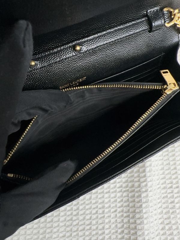 【12期0利率】YSL WOC 魚子醬鍊包 金扣22.5CM【95成新】 