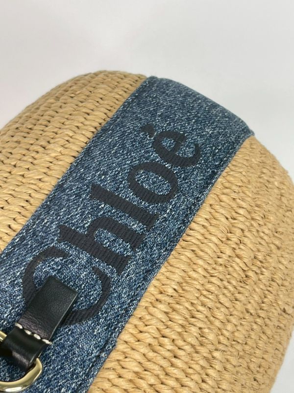 【9成新】Chloe 草編束口圓筒包 