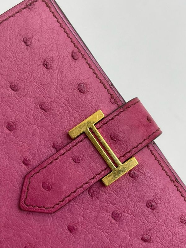 【9成新】HERMES BEARN 鴕鳥皮短夾 