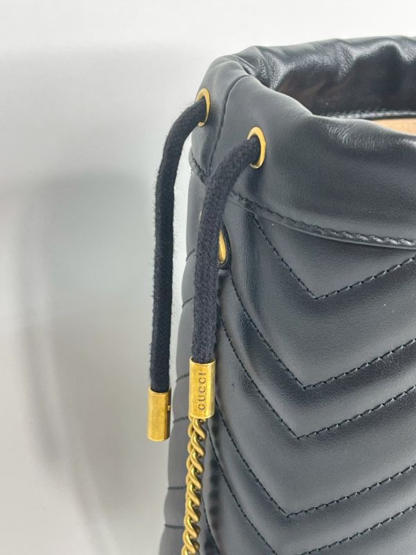 【分期0利率】GUCCI Marmont迷你水桶包 黑色【9成新】 
