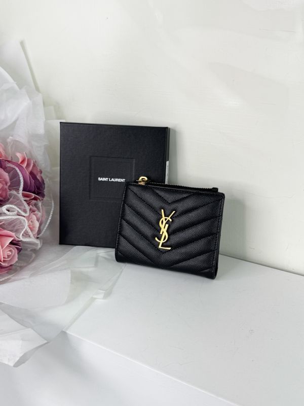 【分期0利率】YSL 魚子醬照片夾層兩折短夾【99成新】 