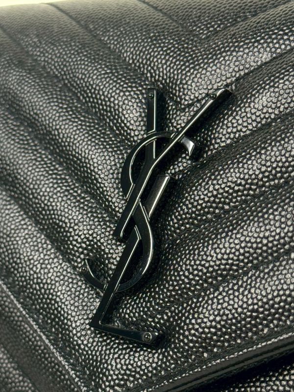 【分期0利率】YSL WOC 魚子醬鍊包 SO BLACK 22.5CM【95成新】 
