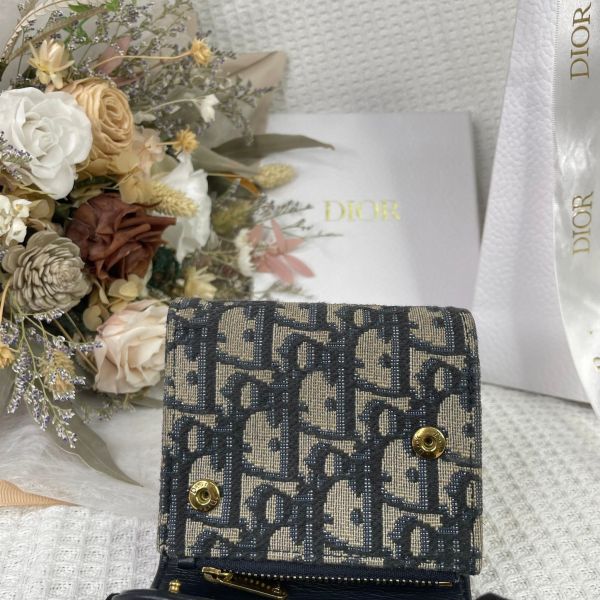 【成新】【12期0利率】DIOR SADDLE LOTUS 三折短夾 