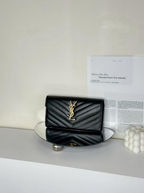 【95成新】YSL MONOGRAM 魚子醬信封長夾 