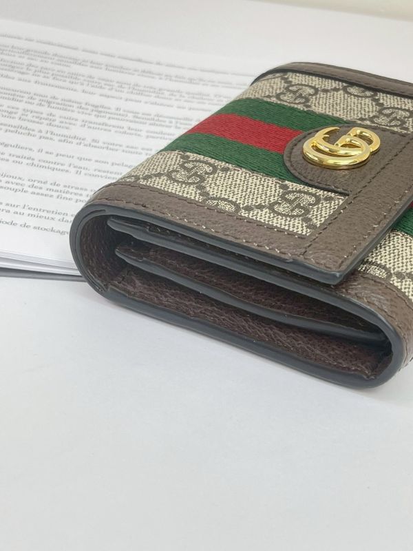 【99成新】GUCCI GG紅綠織帶老花中夾 