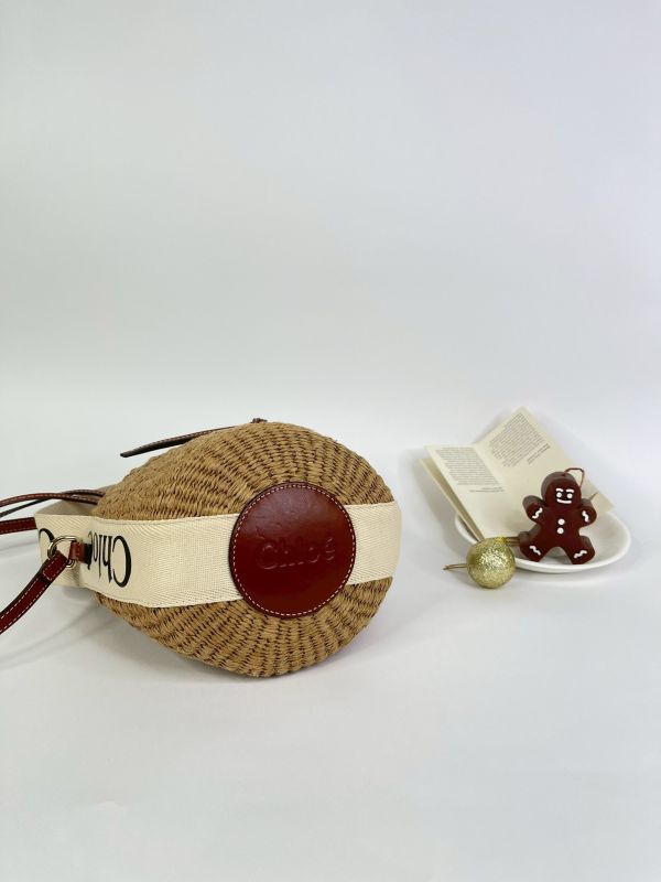 【分期0利率】Chloe 草編束口圓筒包【9成新】 