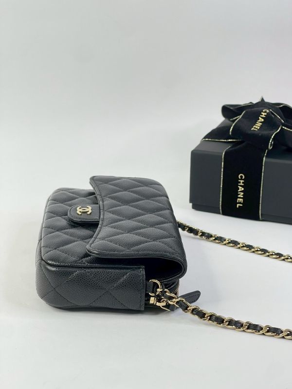 【95成新】CHANEL荔枝牛皮二合一WOC手機包 