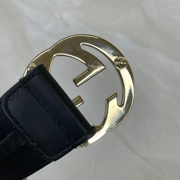 【12期0利率】GUCCI  雙G素面皮帶 3.8公分【88成新】 