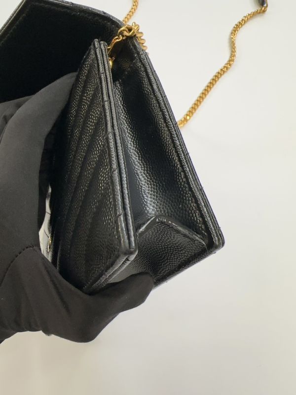 【12期0利率】YSL WOC 魚子醬鍊包黑金 19.5CM【95成新】 