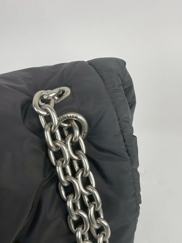 【9成新】BALENCIAGA MONACO 金屬BB LOGO尼龍翻蓋鍊包 
