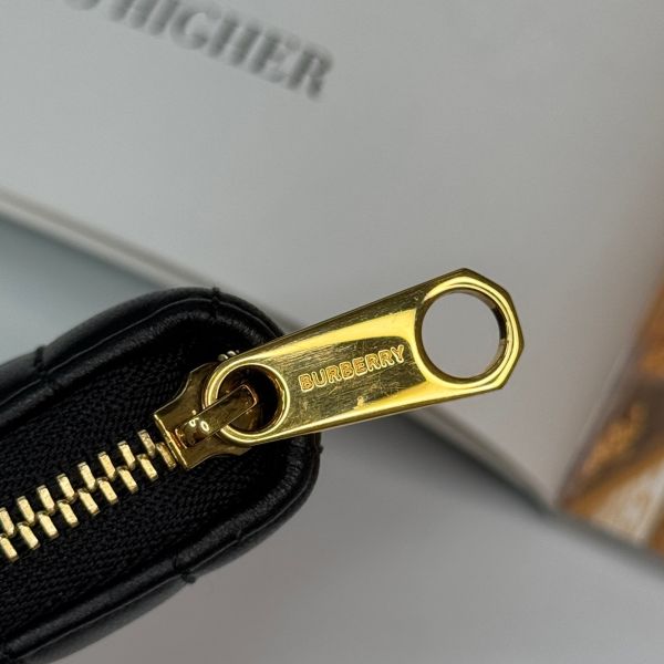 【12期0利率】BURBERRY Lola 衍縫拉鍊零錢包 黑/淡金扣【95成新】 