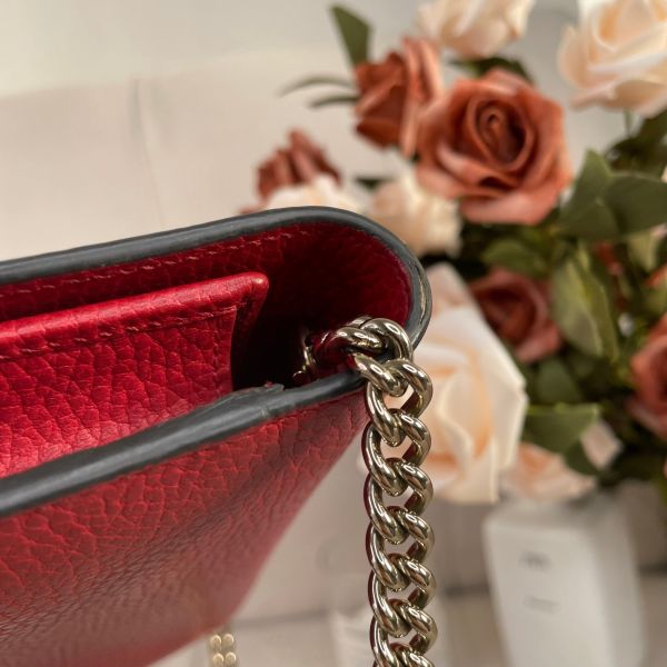 【85成新】【12期0利率】Gucci 皮革翻蓋單肩包-紅/金扣 