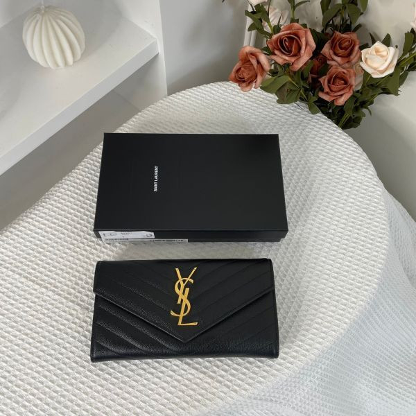 【9.9成新】【12期0利率】YSL MONOGRAM 魚子醬信封長夾 