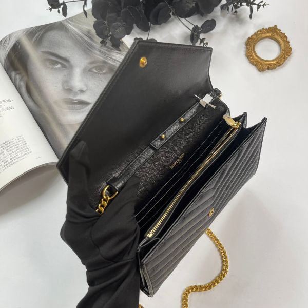 【12期0利率】YSL WOC 魚子醬鍊包 金扣22.5CM【全新閒置】 