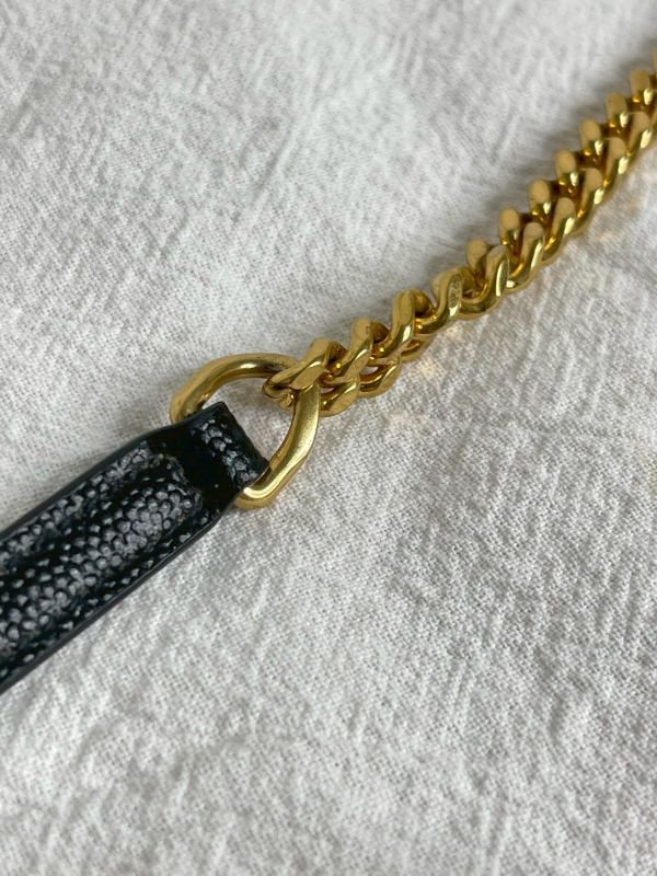 【分期0利率】YSL WOC 魚子醬鍊包黑金 19.5CM【95成新】 