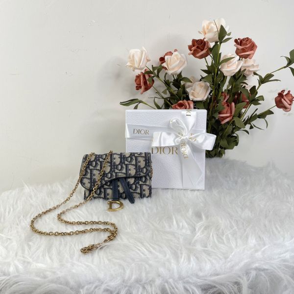 【12期0利率】DIOR 老花鍊帶零錢包【9成新】 