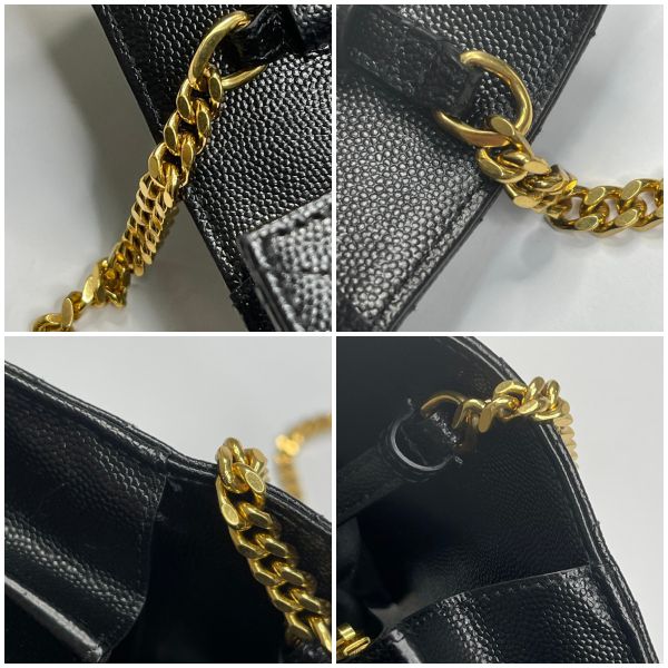 【12期0利率】YSL WOC 魚子醬鍊包 金扣22.5CM【英國購證】【99成新】 