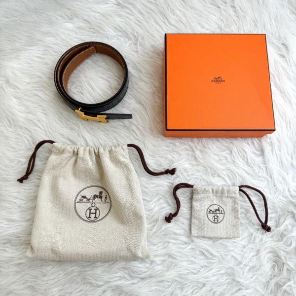 【12期0利率】HERMES 金頭雙面用皮帶 32MM【95成新】【現金價】 