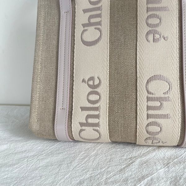 【12期0利率】【全新品】Chloé SMALL WOODY TOTE 提把編織款 野灰色 