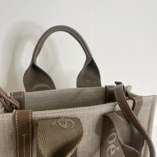 【12期0利率】【全新品】Chloé  SMALL WOODY TOTE 提把編織款 深堅果 